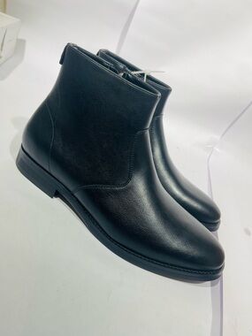 Call It Spring Black Leather Ankle Boots - Women's